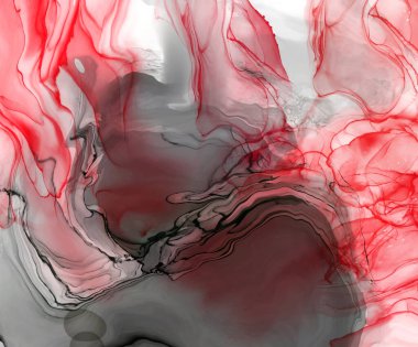 Beyaz arka planda siyah kırmızı fırça darbesi. Tasarım elemanı. Grunge dalga lekelerinin vektör çizimi. Vektör fırçaları resimleme.