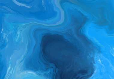 Mavi boya fırçası elementli zarif afiş tasarımı. Soyut dekorasyon. Vektör illüstrasyonu.