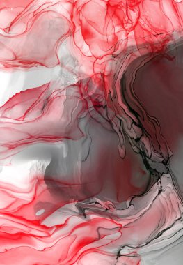 Beyaz arka planda siyah kırmızı fırça darbesi. Tasarım elemanı. Grunge dalga lekelerinin vektör çizimi. Vektör fırçaları resimleme.