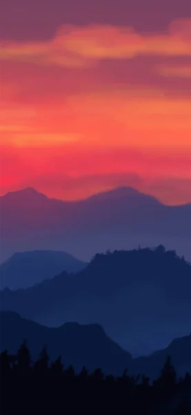 Fondo Del Paisaje Plantilla Arte Abstracto Con Elementos Pintura Sunrise — Vector de stock