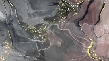 Vektör siyah pembe pankart. El çizimi soyut fırça darbesi. Dalga ögesi.