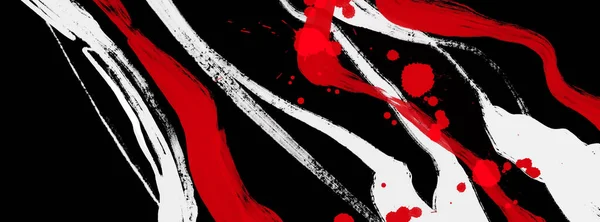 Чорний Білий Червоний Мазковий Мазок Японський Стиль Vector Illuation Grunge — стоковий вектор
