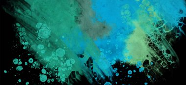 Siyahın modern mavi akış arkaplanı. Renk pankartı şeklinde sıvı. Tasarım projen için sanat tasarımı. Vektör illüstrasyonu.