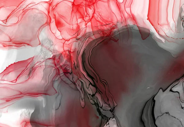 Beyaz arka planda siyah kırmızı fırça darbesi. Tasarım elemanı. Grunge dalga lekelerinin vektör çizimi. Vektör fırçaları resimleme.