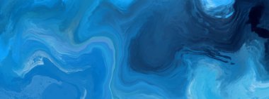 Mavi boya fırçası elementli zarif afiş tasarımı. Soyut dekorasyon. Vektör illüstrasyonu.