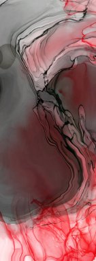 Beyaz arka planda siyah kırmızı fırça darbesi. Tasarım elemanı. Grunge dalga lekelerinin vektör çizimi. Vektör fırçaları resimleme.