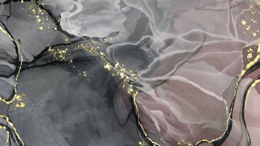 Vektör siyah pembe pankart. El çizimi soyut fırça darbesi. Dalga ögesi.