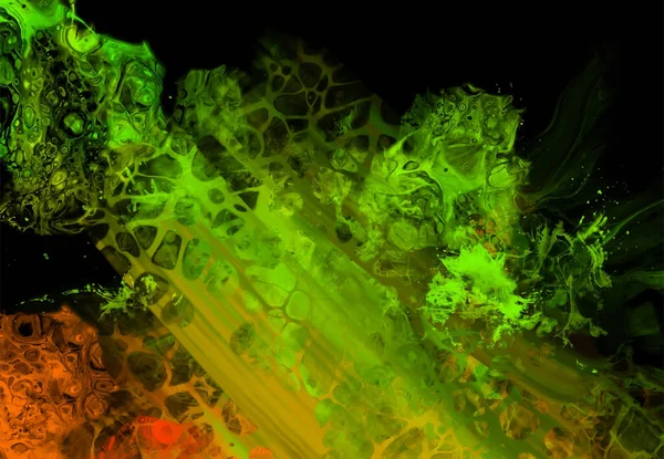 Siyah üzerine modern renkli akış arka planı. Renk pankartıyla dalga sıvısı. Tasarım projen için sanat tasarımı. Vektör illüstrasyonu.