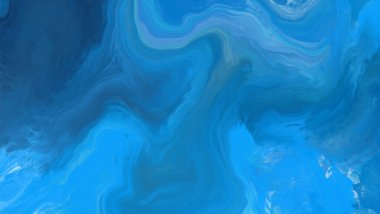 Mavi boya fırçası elementli zarif afiş tasarımı. Soyut dekorasyon. Vektör illüstrasyonu.