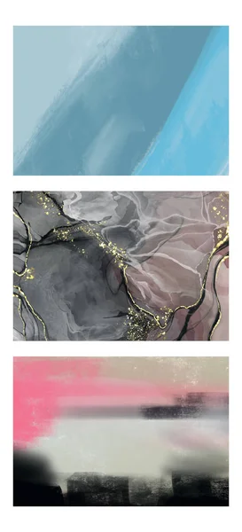 Modern Colorful Flow Backgrounds Set Abstract Color Banners Collection Art — Stok Vektör