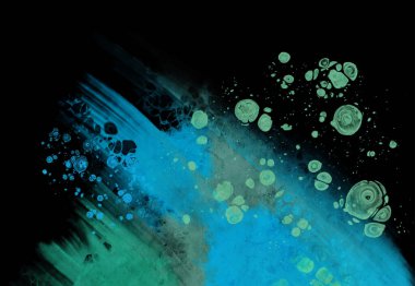 Siyahın modern mavi akış arkaplanı. Renk pankartı şeklinde sıvı. Tasarım projen için sanat tasarımı. Vektör illüstrasyonu.