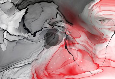 Beyaz arka planda siyah kırmızı fırça darbesi. Tasarım elemanı. Grunge dalga lekelerinin vektör çizimi. Vektör fırçaları resimleme.