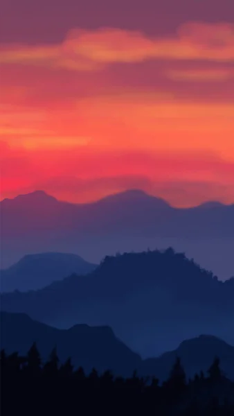 Fondo Del Paisaje Plantilla Arte Abstracto Con Elementos Pintura Sunrise — Vector de stock