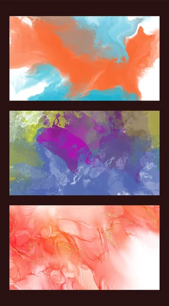 Modern Colorful Flow Backgrounds Set Abstract Color Banners Collection Art — Vector de stock