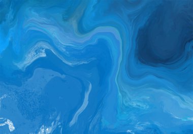 Mavi boya fırçası elementli zarif afiş tasarımı. Soyut dekorasyon. Vektör illüstrasyonu.