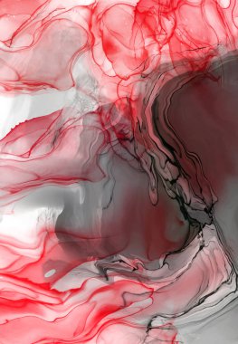 Beyaz arka planda siyah kırmızı fırça darbesi. Tasarım elemanı. Grunge dalga lekelerinin vektör çizimi. Vektör fırçaları resimleme.