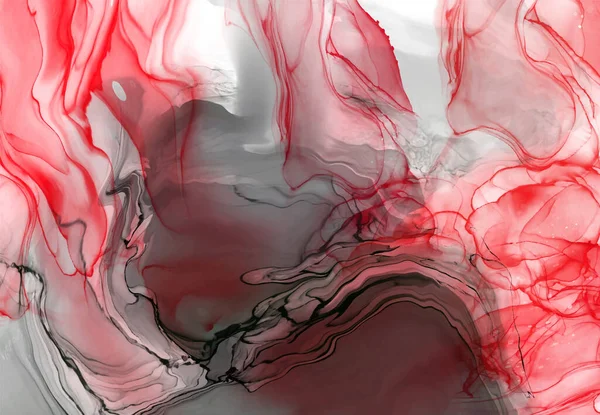 Beyaz arka planda siyah kırmızı fırça darbesi. Tasarım elemanı. Grunge dalga lekelerinin vektör çizimi. Vektör fırçaları resimleme.