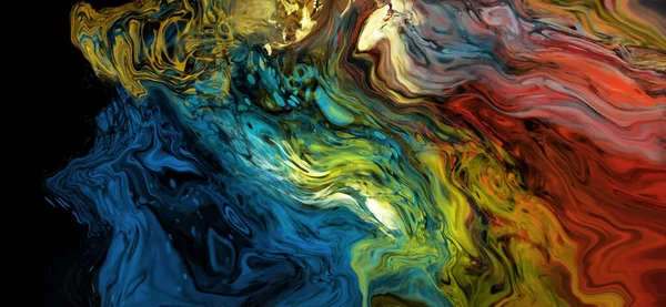 Fond Flux Coloré Moderne Sur Noir Onde Forme Liquide Bannière — Image vectorielle