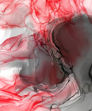 Beyaz arka planda siyah kırmızı fırça darbesi. Tasarım elemanı. Grunge dalga lekelerinin vektör çizimi. Vektör fırçaları resimleme.