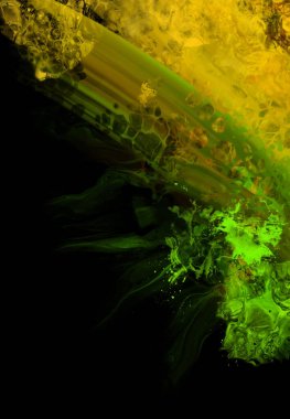 Siyah üzerine modern renkli akış arka planı. Renk pankartıyla dalga sıvısı. Tasarım projen için sanat tasarımı. Vektör illüstrasyonu.