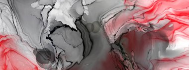 Beyaz arka planda siyah kırmızı fırça darbesi. Tasarım elemanı. Grunge dalga lekelerinin vektör çizimi. Vektör fırçaları resimleme.