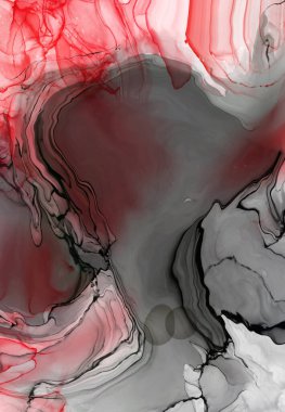 Beyaz arka planda siyah kırmızı fırça darbesi. Tasarım elemanı. Grunge dalga lekelerinin vektör çizimi. Vektör fırçaları resimleme.