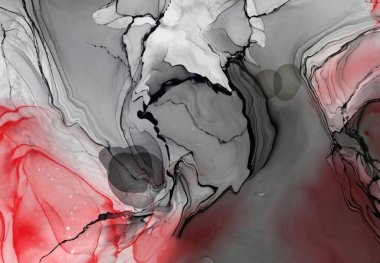 Beyaz arka planda siyah kırmızı fırça darbesi. Tasarım elemanı. Grunge dalga lekelerinin vektör çizimi. Vektör fırçaları resimleme.