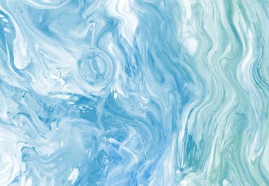 Mavi boya fırçası elementli zarif afiş tasarımı. Soyut dekorasyon. Vektör illüstrasyonu.