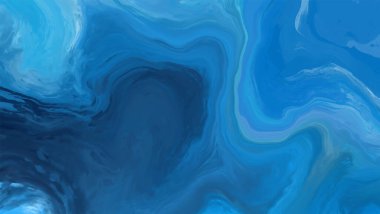 Mavi boya fırçası elementli zarif afiş tasarımı. Soyut dekorasyon. Vektör illüstrasyonu.