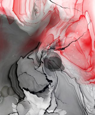 Beyaz arka planda siyah kırmızı fırça darbesi. Tasarım elemanı. Grunge dalga lekelerinin vektör çizimi. Vektör fırçaları resimleme.