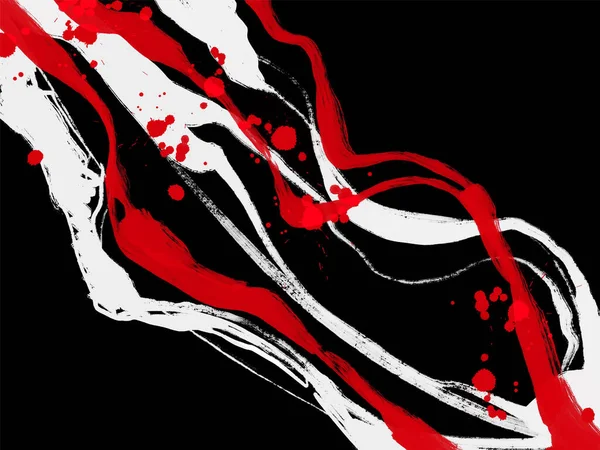 Fekete Fehér Vörös Tinta Ecset Stroke Japán Stílus Vektor Illusztráció — Stock Vector