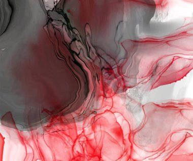 Beyaz arka planda siyah kırmızı fırça darbesi. Tasarım elemanı. Grunge dalga lekelerinin vektör çizimi. Vektör fırçaları resimleme.