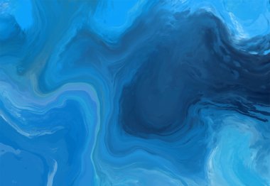 Mavi boya fırçası elementli zarif afiş tasarımı. Soyut dekorasyon. Vektör illüstrasyonu.