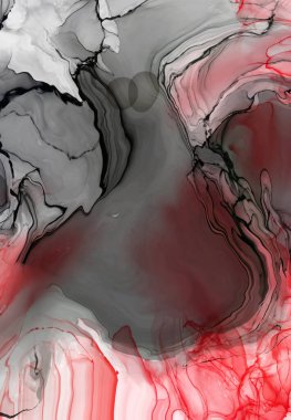 Beyaz arka planda siyah kırmızı fırça darbesi. Tasarım elemanı. Grunge dalga lekelerinin vektör çizimi. Vektör fırçaları resimleme.