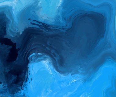 Mavi boya fırçası elementli zarif afiş tasarımı. Soyut dekorasyon. Vektör illüstrasyonu.