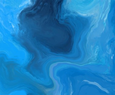 Mavi boya fırçası elementli zarif afiş tasarımı. Soyut dekorasyon. Vektör illüstrasyonu.