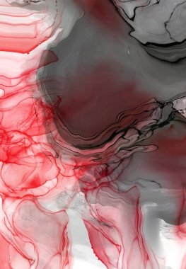 Beyaz arka planda siyah kırmızı fırça darbesi. Tasarım elemanı. Grunge dalga lekelerinin vektör çizimi. Vektör fırçaları resimleme.