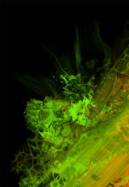 Siyah üzerine modern renkli akış arka planı. Renk pankartıyla dalga sıvısı. Tasarım projen için sanat tasarımı. Vektör illüstrasyonu.