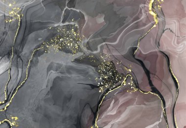 Vektör siyah pembe pankart. El çizimi soyut fırça darbesi. Dalga ögesi.