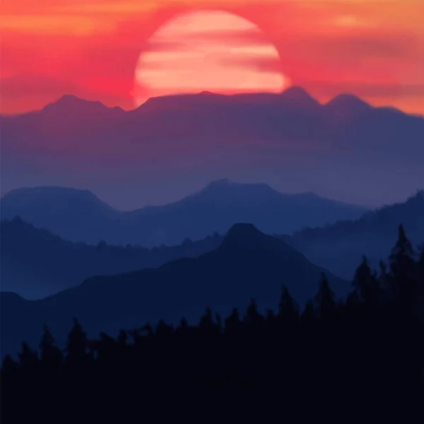 Fondo Del Paisaje Plantilla Arte Abstracto Con Elementos Pintura Sunrise — Vector de stock