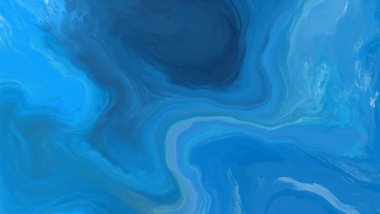 Mavi boya fırçası elementli zarif afiş tasarımı. Soyut dekorasyon. Vektör illüstrasyonu.