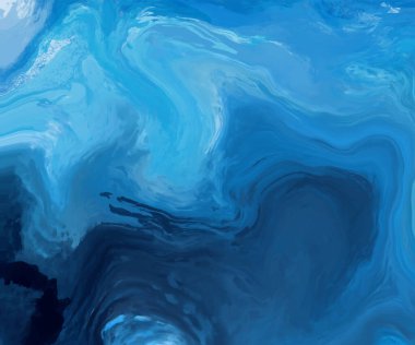 Mavi boya fırçası elementli zarif afiş tasarımı. Soyut dekorasyon. Vektör illüstrasyonu.