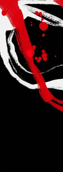 Pincelada Negra Tinta Roja Blanca Estilo Japonés Ilustración Vectorial Manchas — Vector de stock