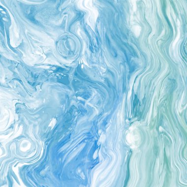 Mavi boya fırçası elementli zarif afiş tasarımı. Soyut dekorasyon. Vektör illüstrasyonu.