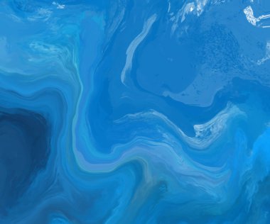 Mavi boya fırçası elementli zarif afiş tasarımı. Soyut dekorasyon. Vektör illüstrasyonu.