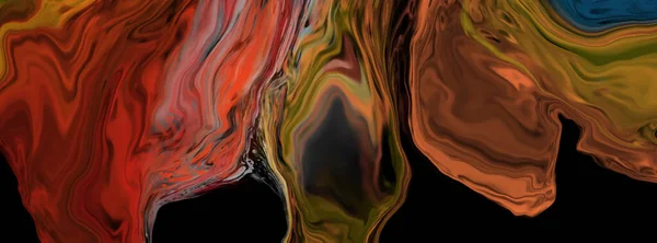Сучасний Барвистий Потік Фону Чорному Хвиля Рідина Кольоровому Банері Художній — стоковий вектор