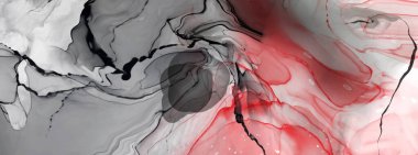 Beyaz arka planda siyah kırmızı fırça darbesi. Tasarım elemanı. Grunge dalga lekelerinin vektör çizimi. Vektör fırçaları resimleme.