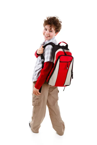 Estudantes com mochila isolada em fundo branco — Fotografia de Stock