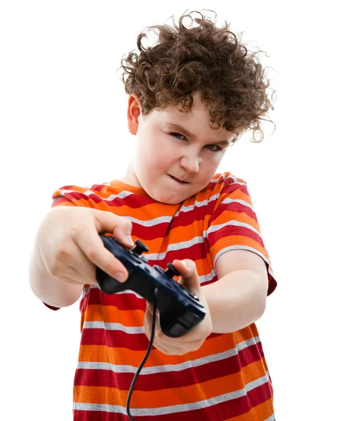 Jongen met behulp van video game controller — Stockfoto