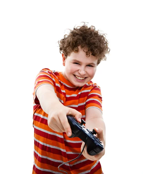Çocuk video oyun denetleyicisi kullanma — Stok fotoğraf